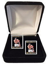 Muhammad Ali Cuff Links- (Taunting) Silver Border